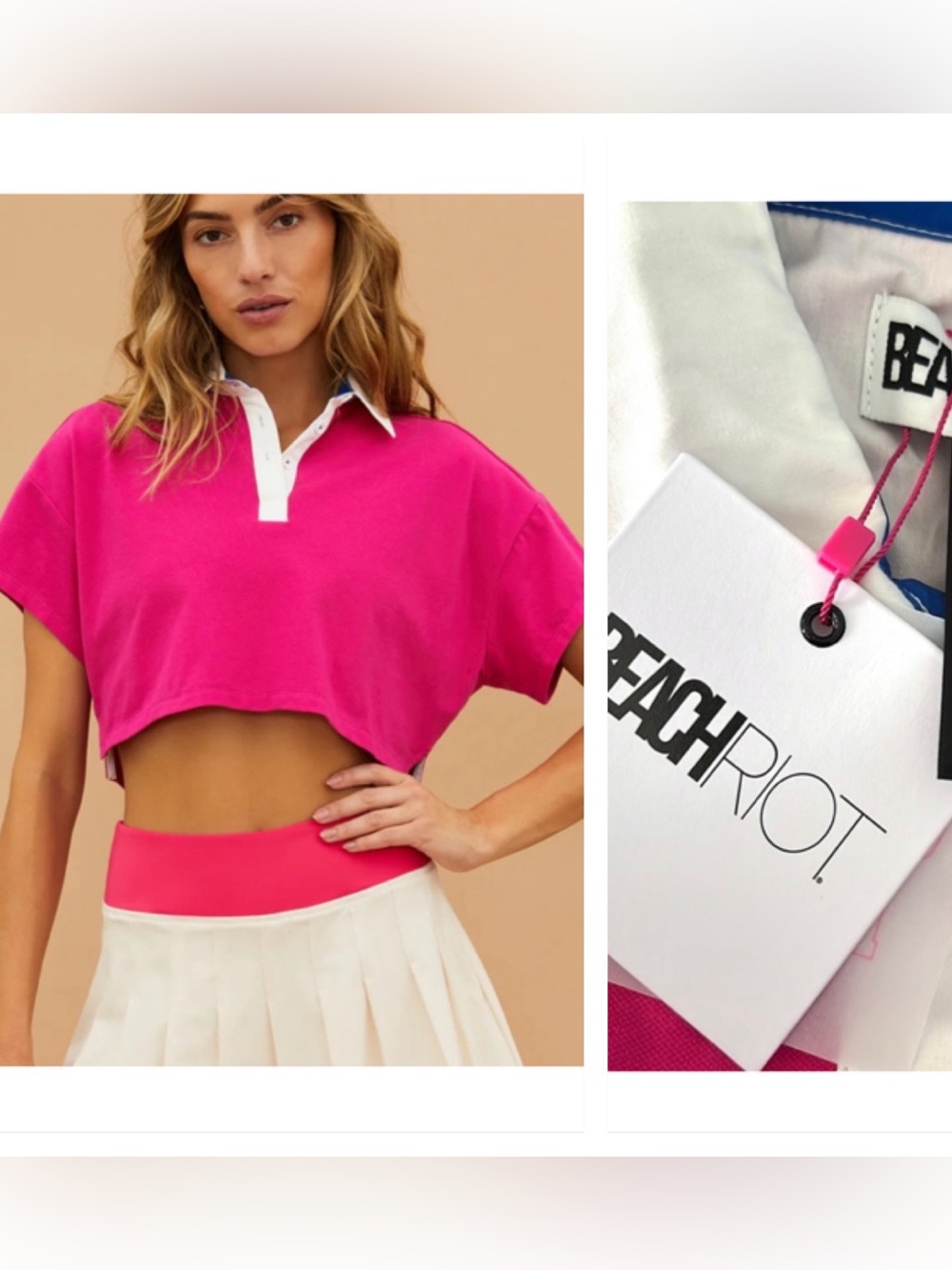 NWT Beach Riot Willa Short Sleeve Cropped Polo
